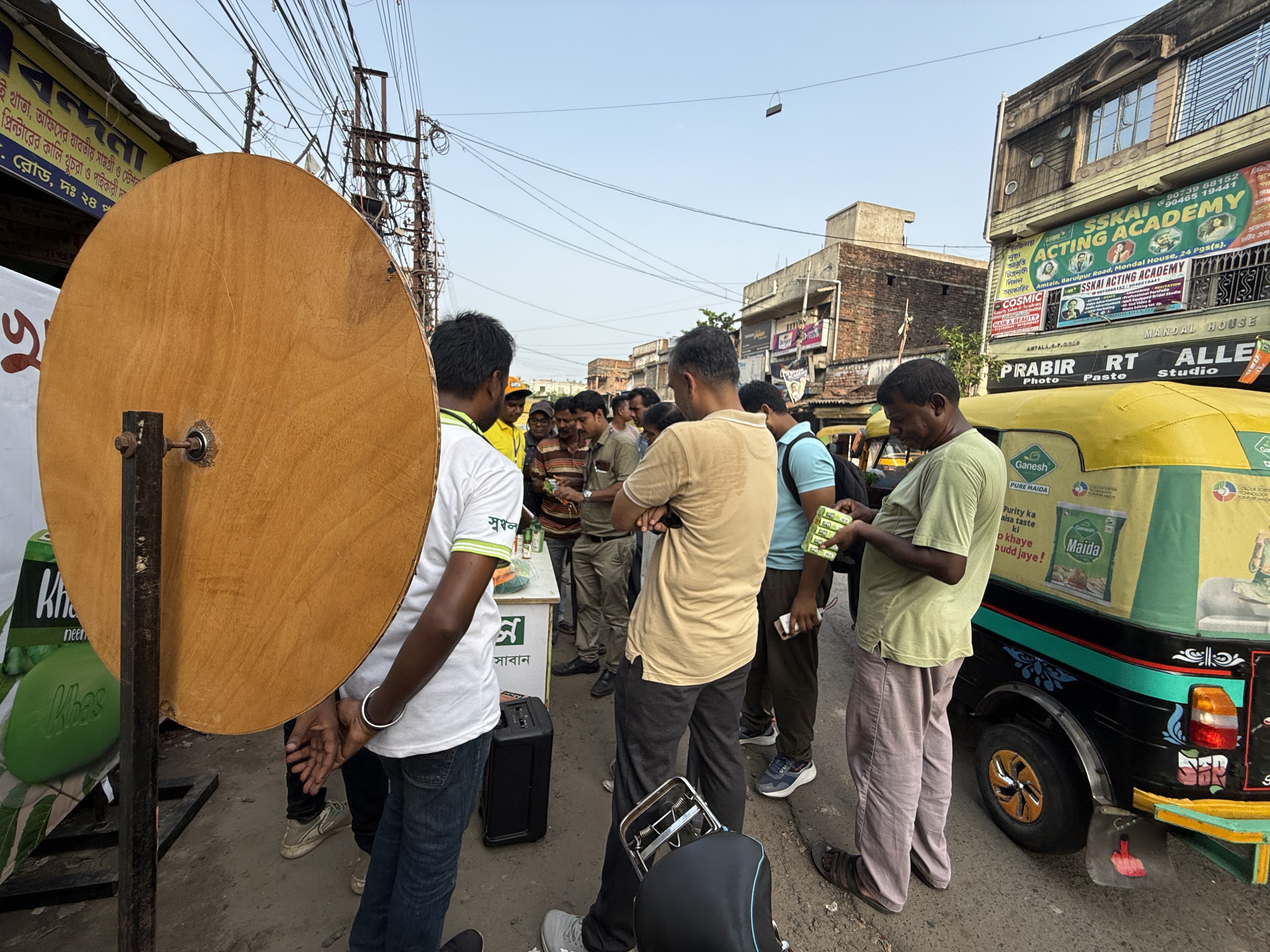 Crowd gathering at rural brand activation in South 24 Parganas market