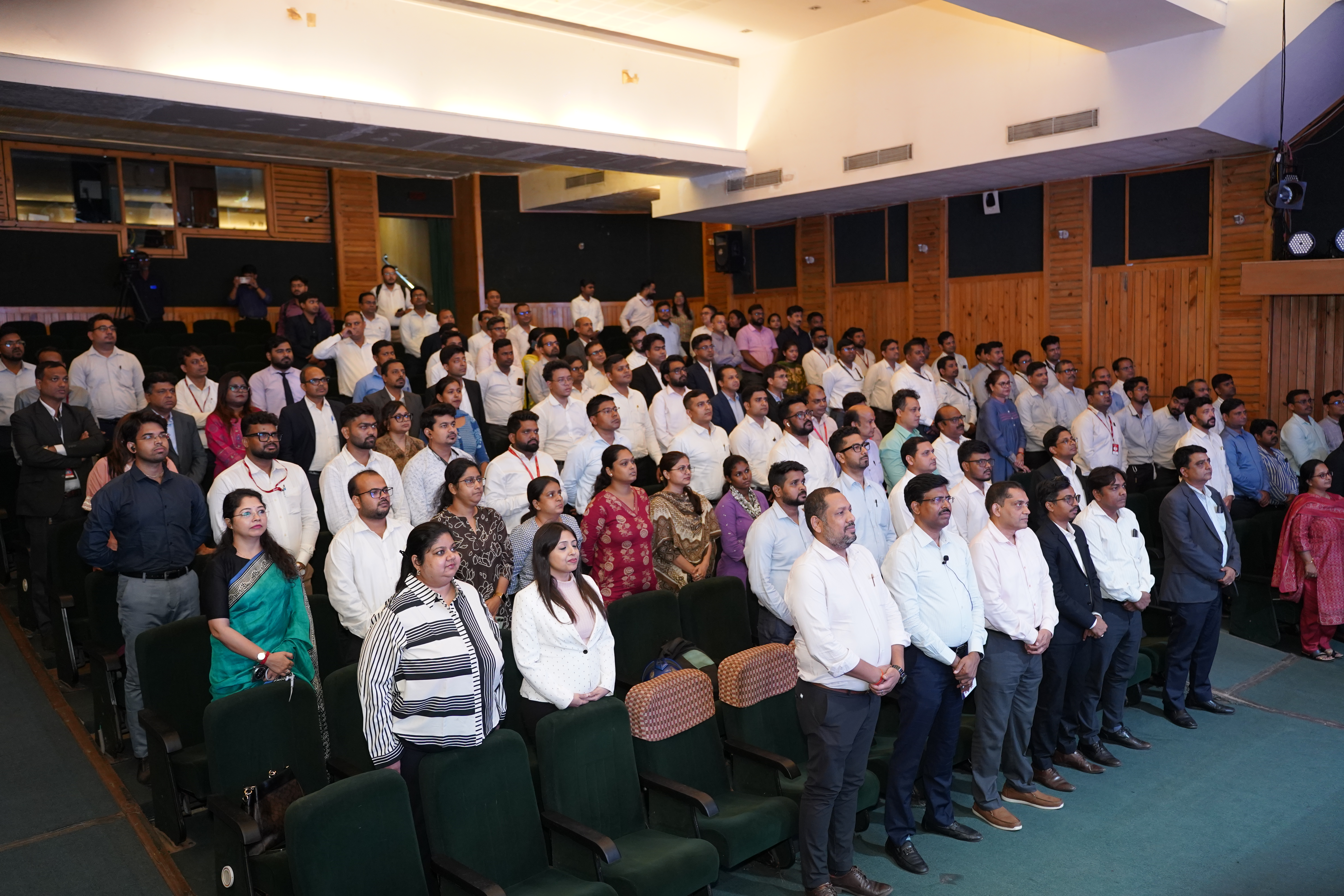 Corporate townhall — large professional audience